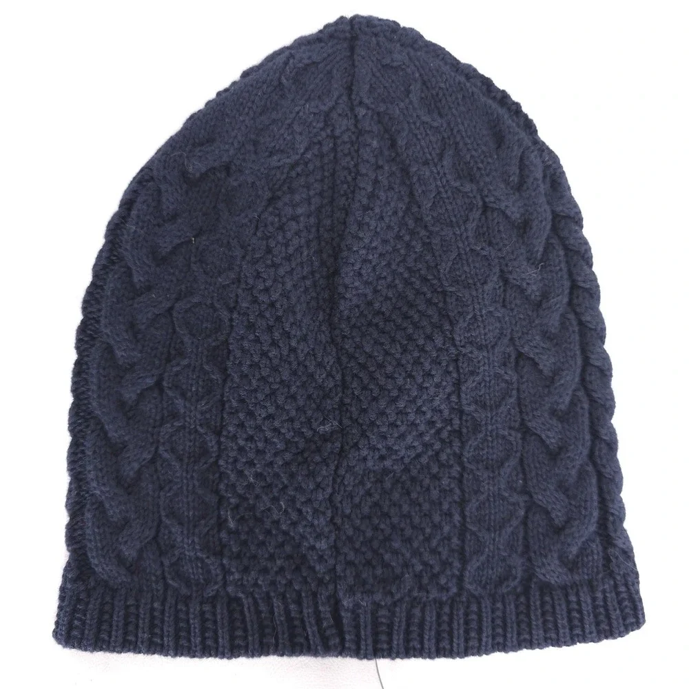 POLO RALPH LAUREN New Beanie One Size 7-16 Navy Blue Aran Cable Knit Embroidered